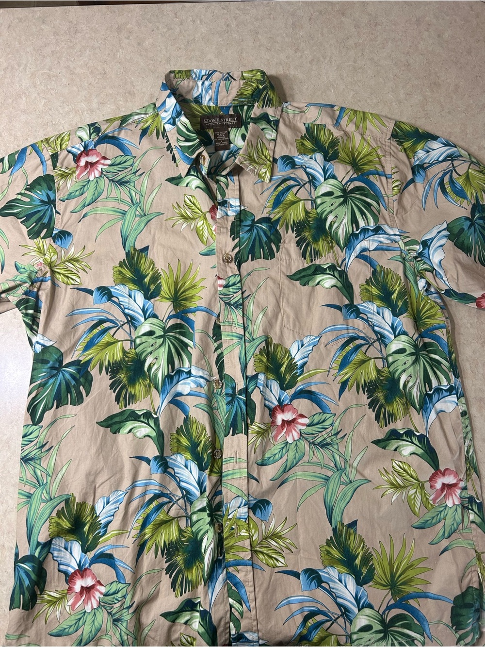 Cookie Street Hawaiian Islands Tropical Aloha Shirt Men’s Large 100% Cotton